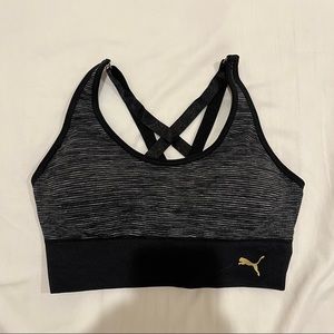 PUMA grey sports bra with gold detailings